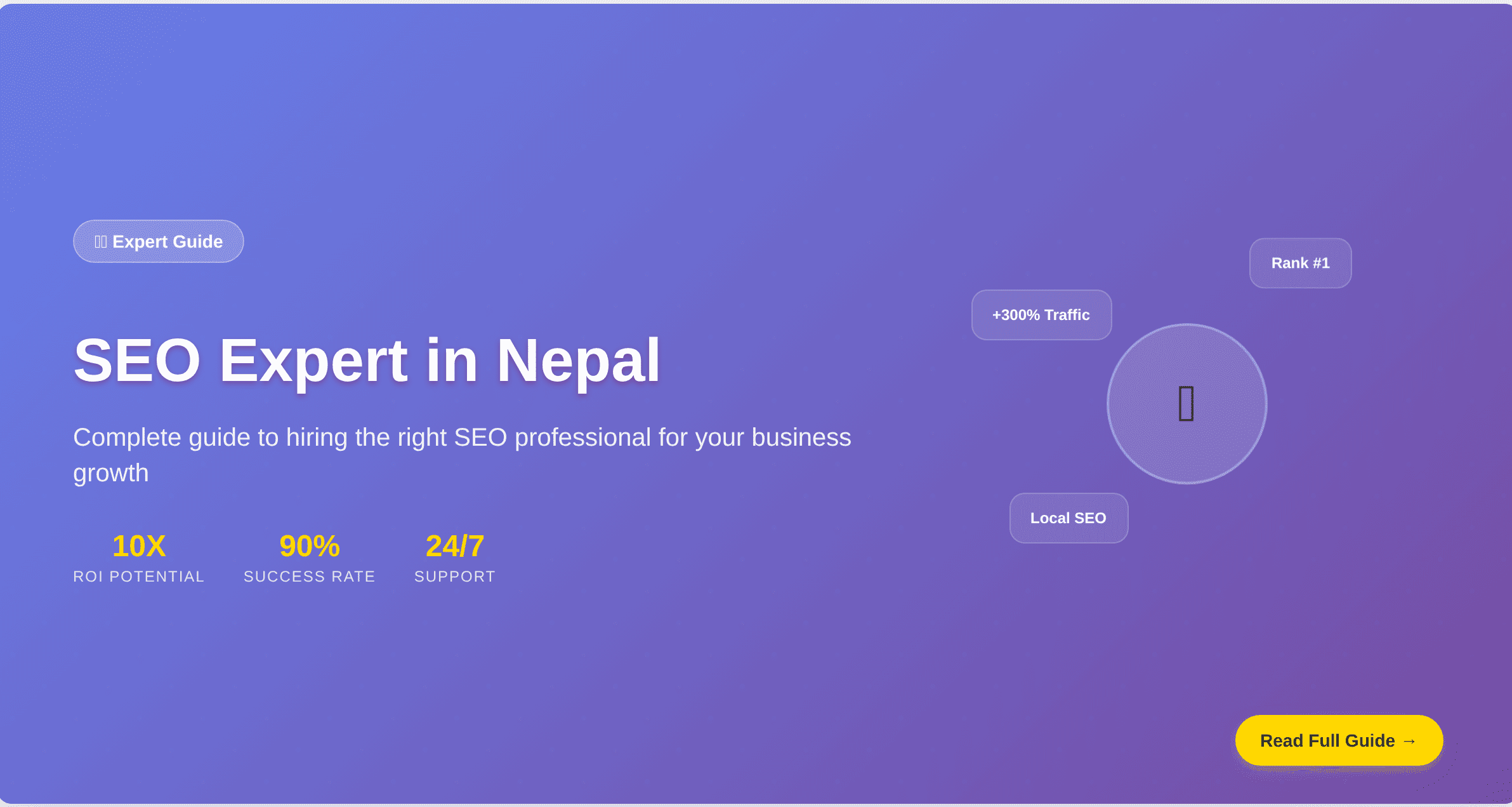SEO Expert Nepal - hiring guide with ROI statistics and professional services illustration
